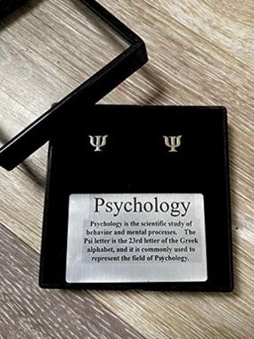 Psychology 925 Sterling Silver Stud Earrings Anatomology Psi Symbol Earrings NEW